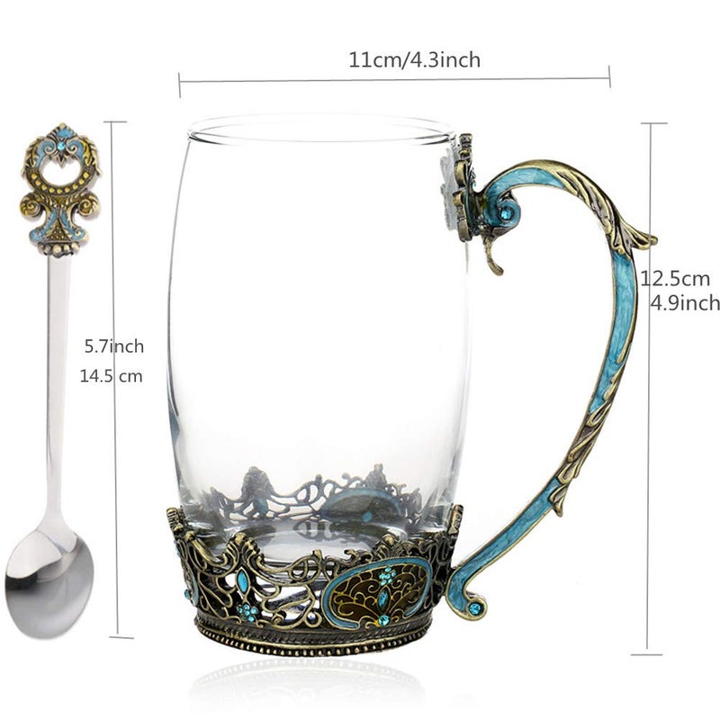 Mooduuty Tea Cup Coffee Mug Cups, Classical Glass Tea Cup, Unique Personalized Birthday Present Ideas for Women Grandma Mom Teachers Hot Beverages 13OZ - Image 4